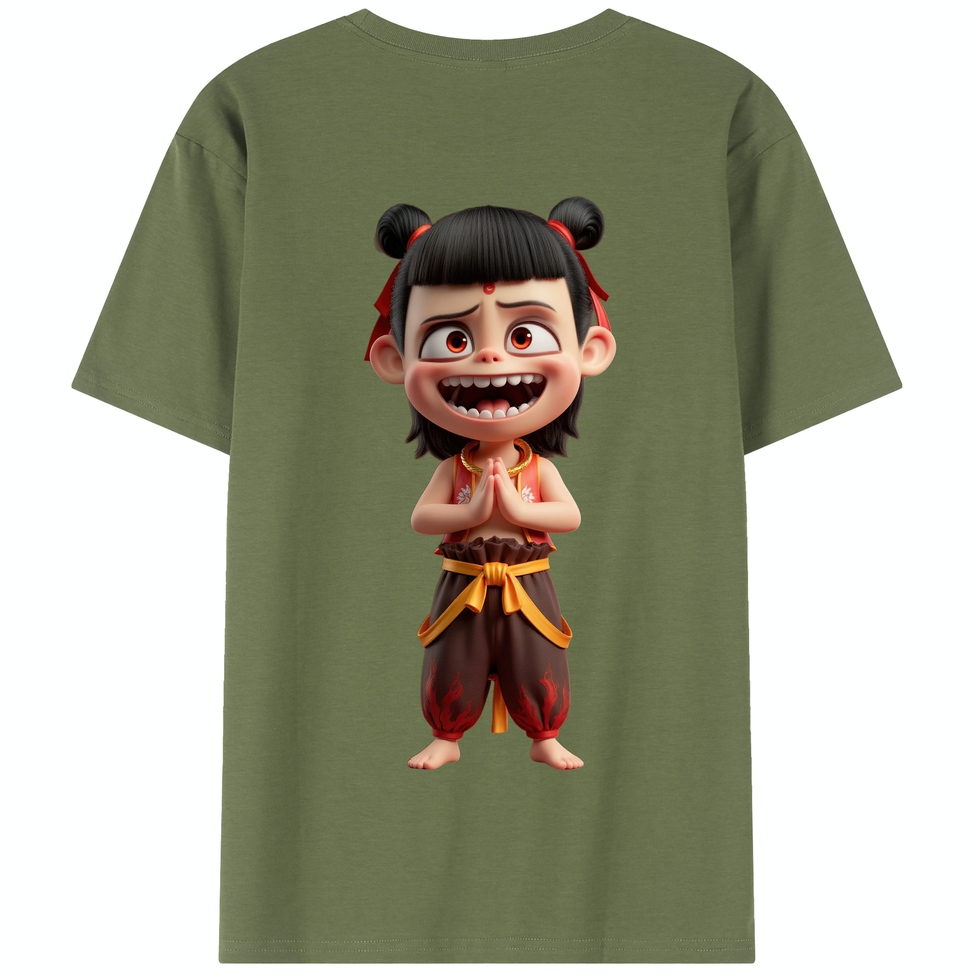（画像用） Ne Zha 2 ナタ 魔童の大暴れ 綿100％半袖Tシャツ（背面プリント）